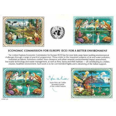 مهر روز حفاظت محیط زیست  - ژنو - سازمان ملل 1991 ارزش تمبر 11 دلار