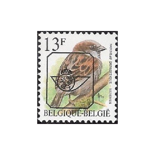 1 عدد تمبر سری پستی پرندگان - 13F - سورشارژ CTO - بلژیک 1994