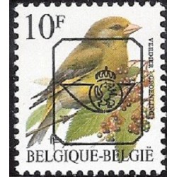 1 عدد تمبر سری پستی پرندگان - 10F - سورشارژ CTO - بلژیک 1992
