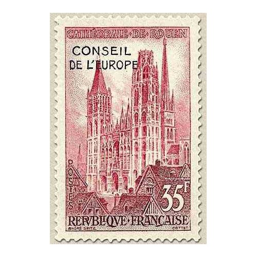 1 عدد تمبر شورای اروپا - سورشارژ - فرانسه 1958