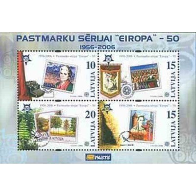 مینی شیت تمبر مشترک اروپا - Europa Cept - پنجاهمین سالروز تمبرهای اروپا -لتونی 2006  قیمت 2.3 دلار