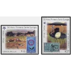 2 عدد تمبر مشترک اروپا - Europa Cept - یادبود پنجاهمین سالروز تمبرهای اروپا - اروگوئه 2005  قیمت 6.4 دلار