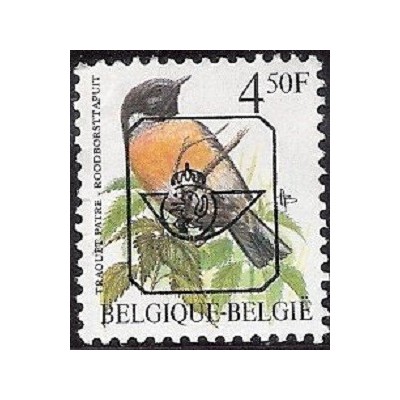 1 عدد تمبر سری پستی پرندگان - 4F سورشارژ CTO - بلژیک 1992