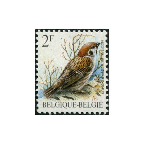 1 عدد تمبر سری پستی پرندگان - 2F - بلژیک 1990