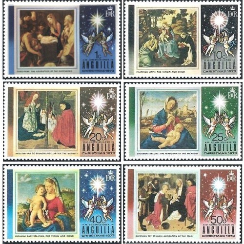 6 عدد تمبر کریستمس - تابلو -  آنگوئیلا 1973