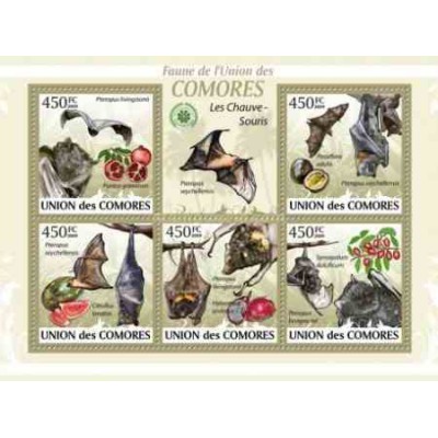 مینی شیت پستانداران - خفاشها  - کومور 2009 قیمت 11.64 دلار