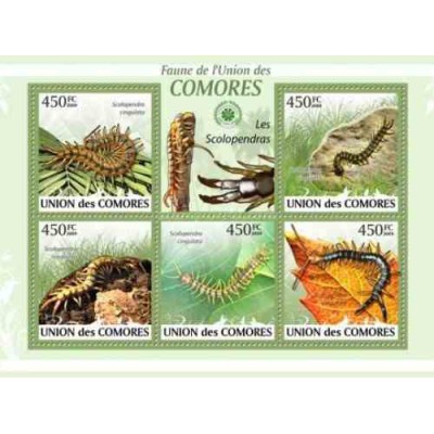 مینی شیت حشرات - هزارپا - کومور 2009 قیمت 9.3 دلار