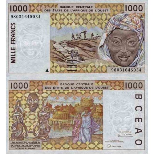 اسکناس 1000 فرانک - آفریقای غربی - نیجر 1998  - دو رقم اول سریال سال انتشار