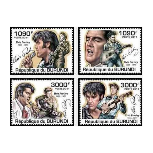 4 عدد تمبر یادبود الویس پریسلی - خواننده - بروندی 2011  قیمت 9.3 دلار
