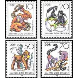 4 عدد تمبر 125مین سال باغ وحش درسدن - جمهوری دموکراتیک آلمان 1986