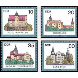 4 عدد تمبر قصرها و قلعه ها - جمهوری دموکراتیک آلمان 1985