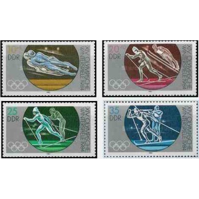 4 عدد تمبر المپیک زمستانی سارایوو ، یوگوسلاوی - جمهوری دموکراتیک آلمان 1983