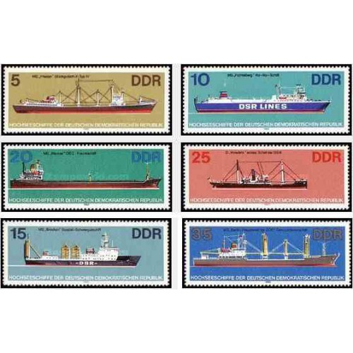 6 عدد تمبر کشتیها - جمهوری دموکراتیک آلمان 1982