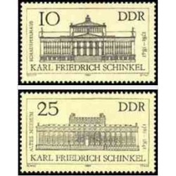 2 عدد تمبر 200مین سالگرد تولد کارل فردریش شینکل - برنامه ریز شهری و معمار - جمهوری دموکراتیک آلمان 1981