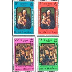4 عدد تمبر کریستمس - تابلو نقاشی - هندوراس بریتانیا 1969