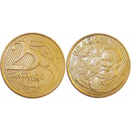 سکه 25 سنتاوس - برنج روکش استیل - برزیل 2012 غیر بانکی سکه 25 سنتاوس - برنج روکش استیل - برزیل 2012 غیر بانکی