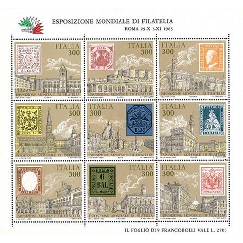 مینی شیت نمایشگاه تمبر  ایتالیا '85 - تمبر روی تمبر - ایتالیا 1985