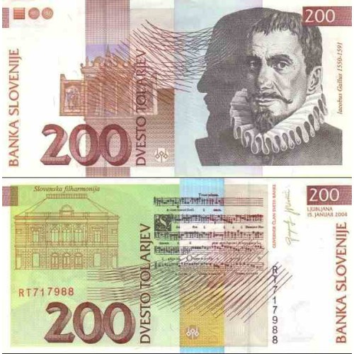 اسکناس 200 تولارجو - اسلوونی 2004