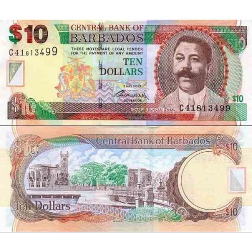 اسکناس 10 دلار - باربادوس 2012