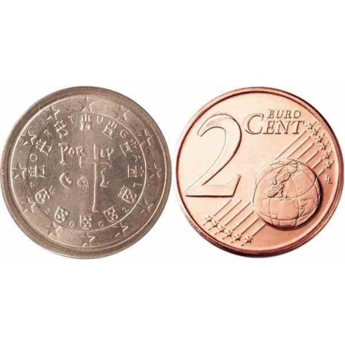 سکه 2 سنت یورو - مس روکش فولاد - پرتغال 2009 غیر بانکی