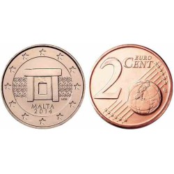 سکه 2 سنت یورو - مس روکش فولاد - مالت 2013 غیر بانکی