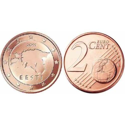سکه 2 سنت یورو - مس روکش فولاد - استونی 2012 غیر بانکی