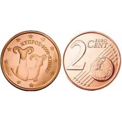سکه 2 سنت یورو - مس روکش فولاد - قبرس 2008 غیر بانکی