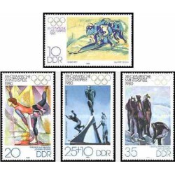 4 عدد تمبر بازیهای المپیک زمستانی لیک پلاسید - نیویورک - جمهوری دموکراتیک آلمان 1980
