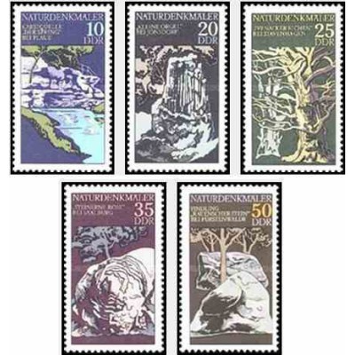 5 عدد تمبر آثار طبیعت - جمهوری دموکراتیک آلمان 1977
