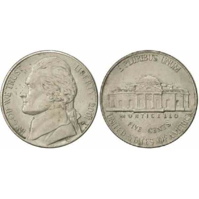 سکه 5 سنت - نیکل مس - آمریکا 2001 غیر بانکی