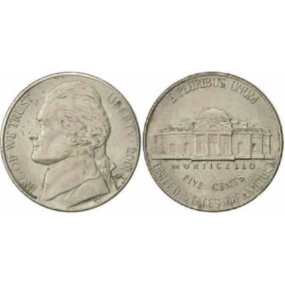 سکه 5 سنت - نیکل مس - آمریکا 2001 غیر بانکی