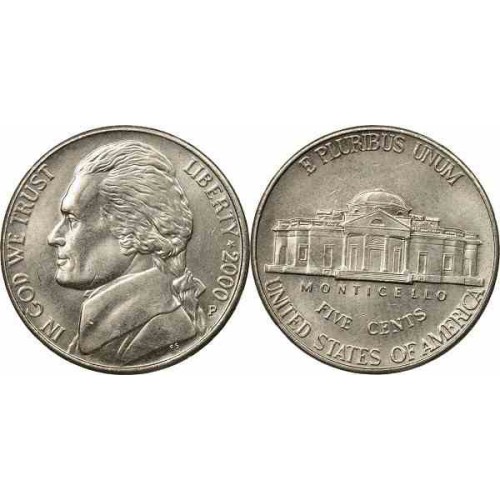 سکه 5 سنت - نیکل مس - آمریکا 2000 غیر بانکی