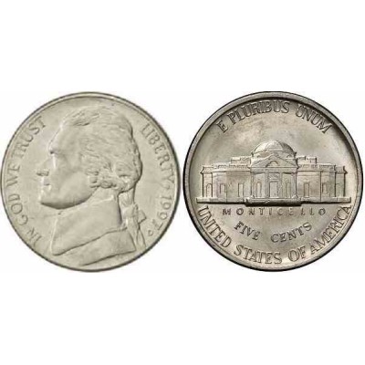 سکه 5 سنت - نیکل مس - آمریکا 1997 غیر بانکی