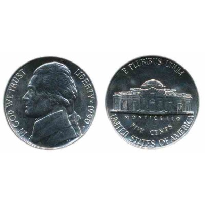 سکه 5 سنت - نیکل مس - آمریکا 1990 غیر بانکی