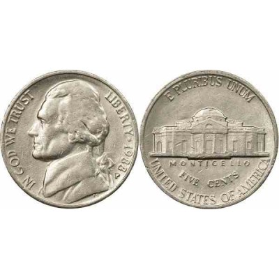 سکه 5 سنت - نیکل مس - آمریکا 1988 غیر بانکی