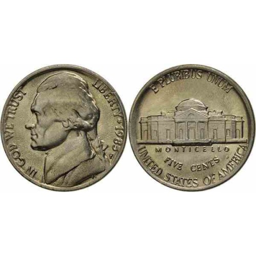 سکه 5 سنت - نیکل مس - آمریکا 1985 غیر بانکی
