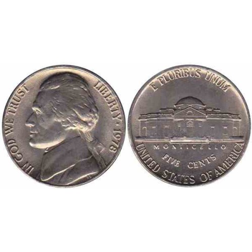 سکه 5 سنت - نیکل مس - آمریکا 1978 غیر بانکی