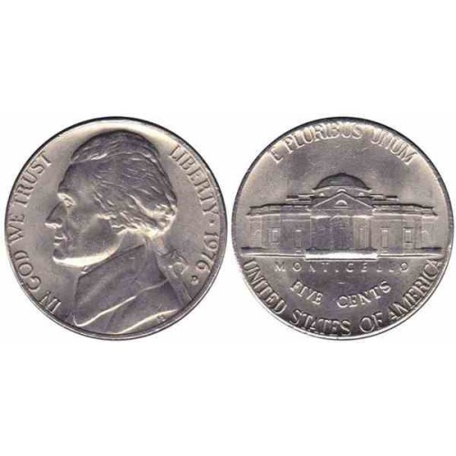 سکه 5 سنت - نیکل مس - آمریکا 1976 غیر بانکی