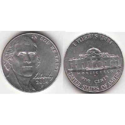 سکه 5 سنت - نیکل مس - آمریکا 2014 غیر بانکی