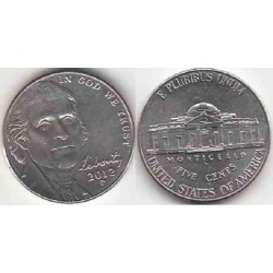 سکه 5 سنت - نیکل مس - آمریکا 2012 غیر بانکی
