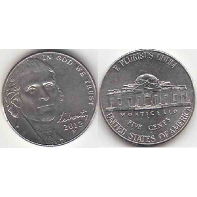 سکه 5 سنت - نیکل مس - آمریکا 2012 غیر بانکی