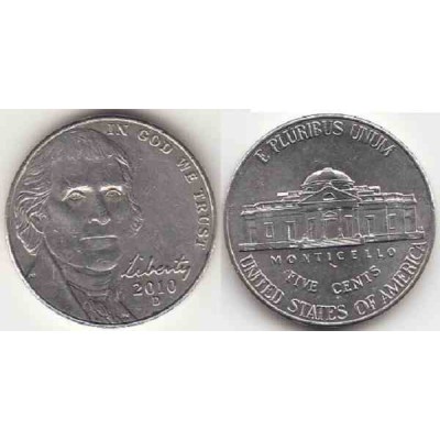 سکه 5 سنت - نیکل مس - آمریکا 2010 غیر بانکی
