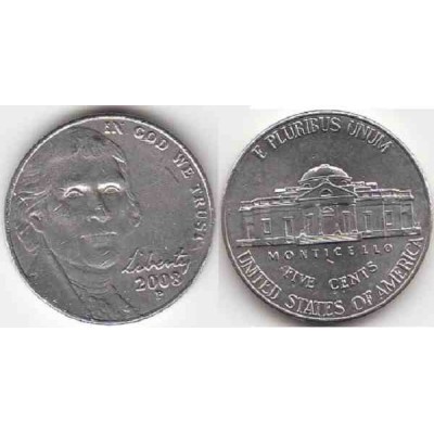 سکه 5 سنت - نیکل مس - آمریکا 2008 غیر بانکی