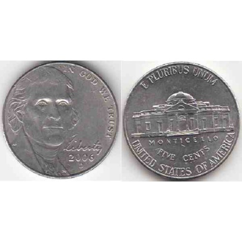 سکه 5 سنت - نیکل مس - آمریکا 2006 غیر بانکی
