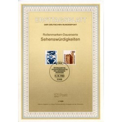 برگه اولین روز انتشار تمبرهای مناظر دیدنی - جمهوری فدرال آلمان 1988