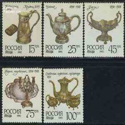 5 عدد تمبر اشیاء رومیزی نقره - روسیه 1993 