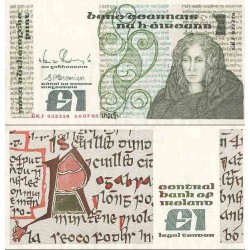 اسکناس 1 پوند - تاریخ 14.07.1988 - جفت بانکی - ایرلند 1988 سفارشی