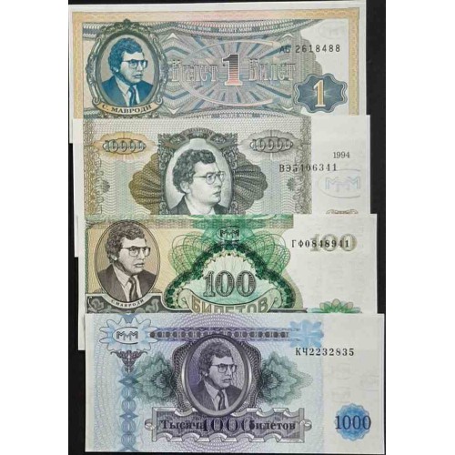 ست اسکناسهای بیلتوو - سری MMM - روسیه 1994 سفارشی ست اسکناسهای بیلتوو - سری MMM - روسیه 1994 سفارشی