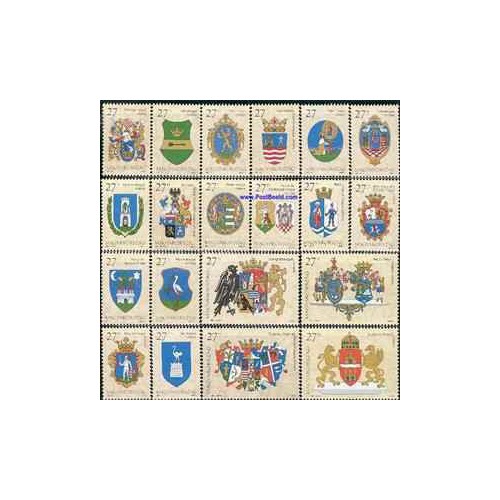 20 عدد تمبر آرمها - نشانهای خانوادگی - مجارستان 1997 