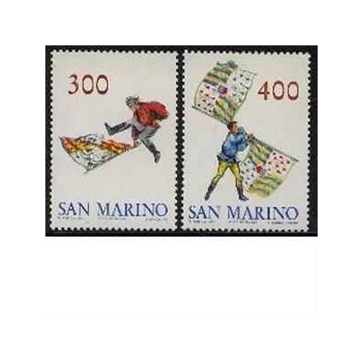 2 عدد تمبر پرچمها - سان مارینو 1984